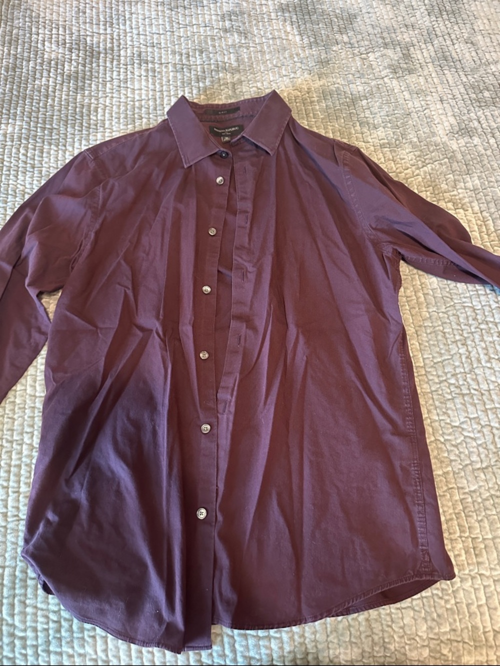 Banana Republic Men's Button-Down Shirt in Dark Plum. Slim fit.